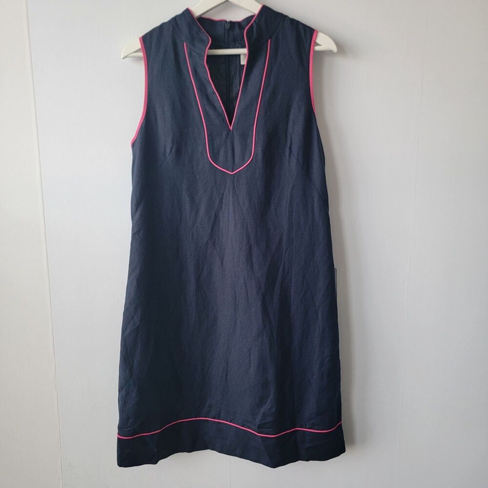 Eliza J Womens‎ Linen Blend Sheath Day Dress sz 8 Notch Neck Sleeveless